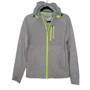 Vineyard Vines long sleeve gray and neon green full zipper hooded Mens jacket XS